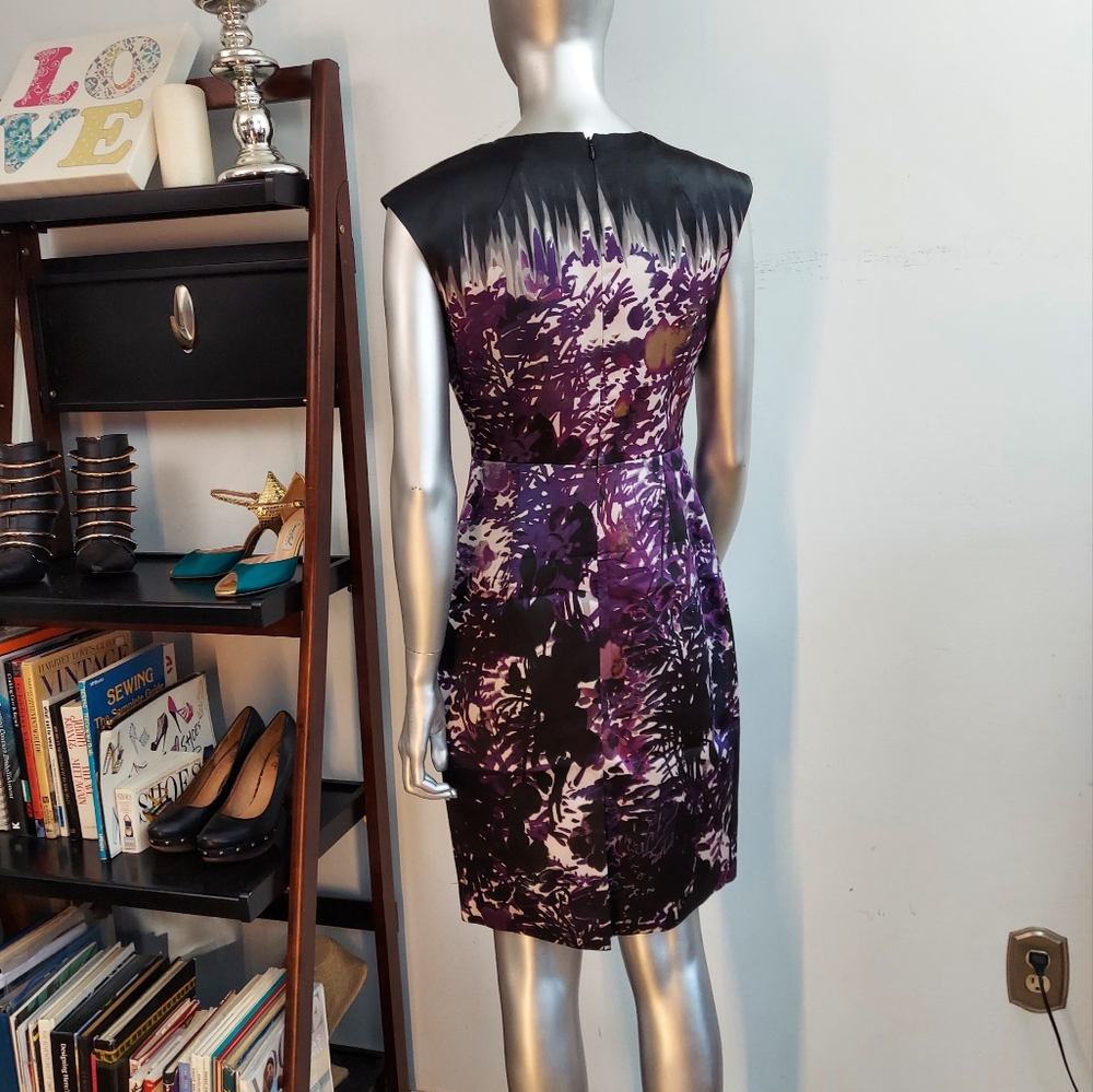 Tahari Sleeveless Dress, Black & Purple, sz 4 - Picture 5 of 14